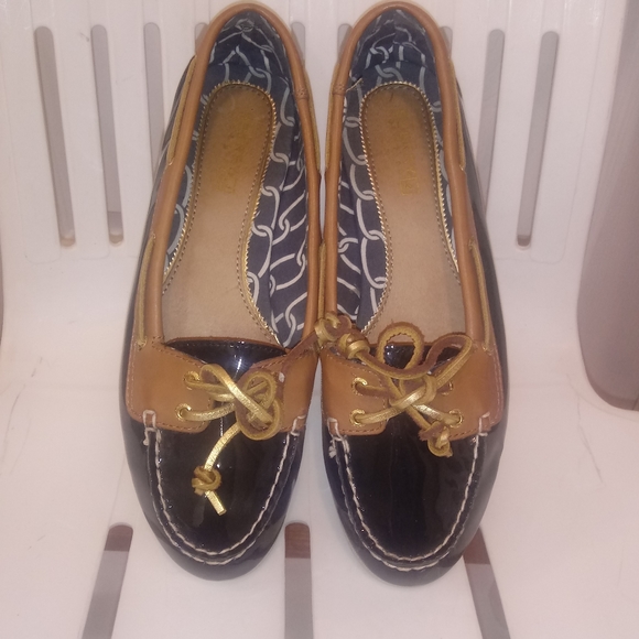 Sperry Shoes - Sperry Like New Navy-Tan Leather Flats